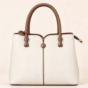 Contrast-Handle Compact Bag - Off-White