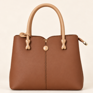 Contrast-Handle Compact Bag - Brown