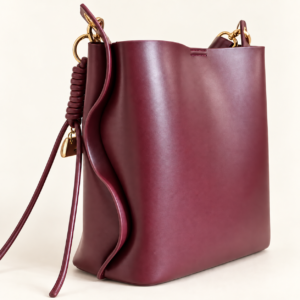 Sculpted Bucket Tote - Burgundy